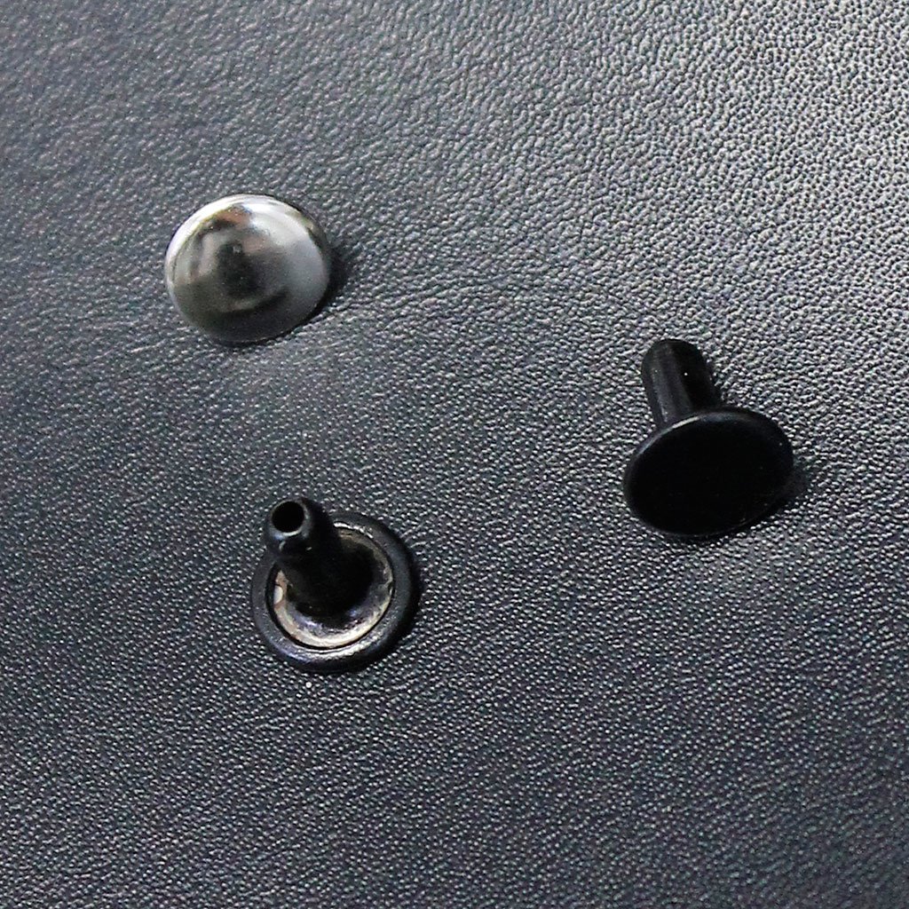 500 sets (1000 pcs) 8mm Double Cap Black Enamel/Silver Rivets #Z5404PK - Image 3