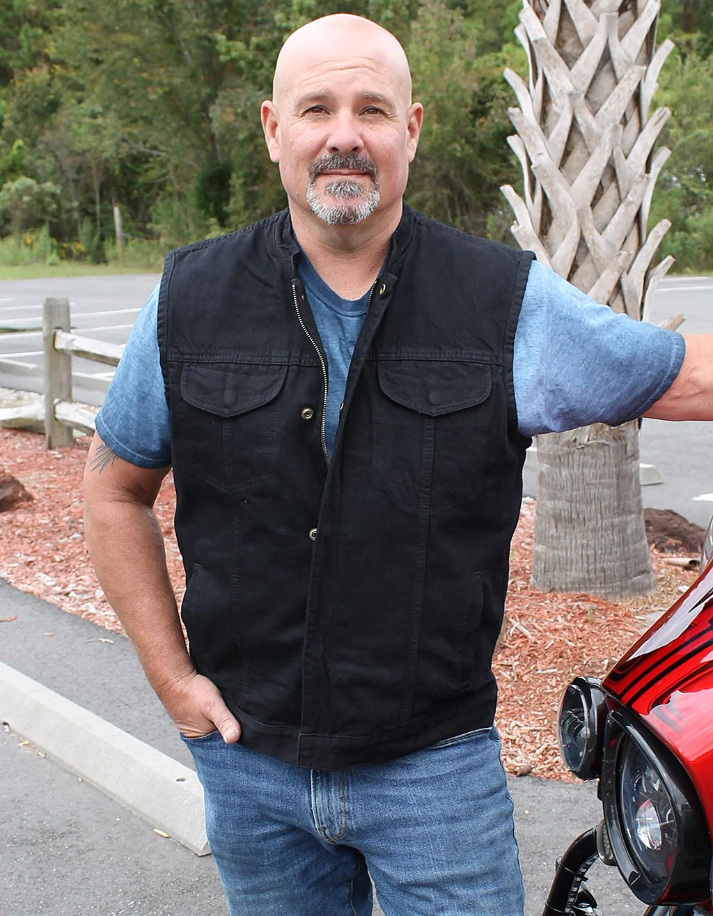 Black Denim Snap & Zipper Club Vest w/Concealed Pocket #VMC3000BK - Image 3