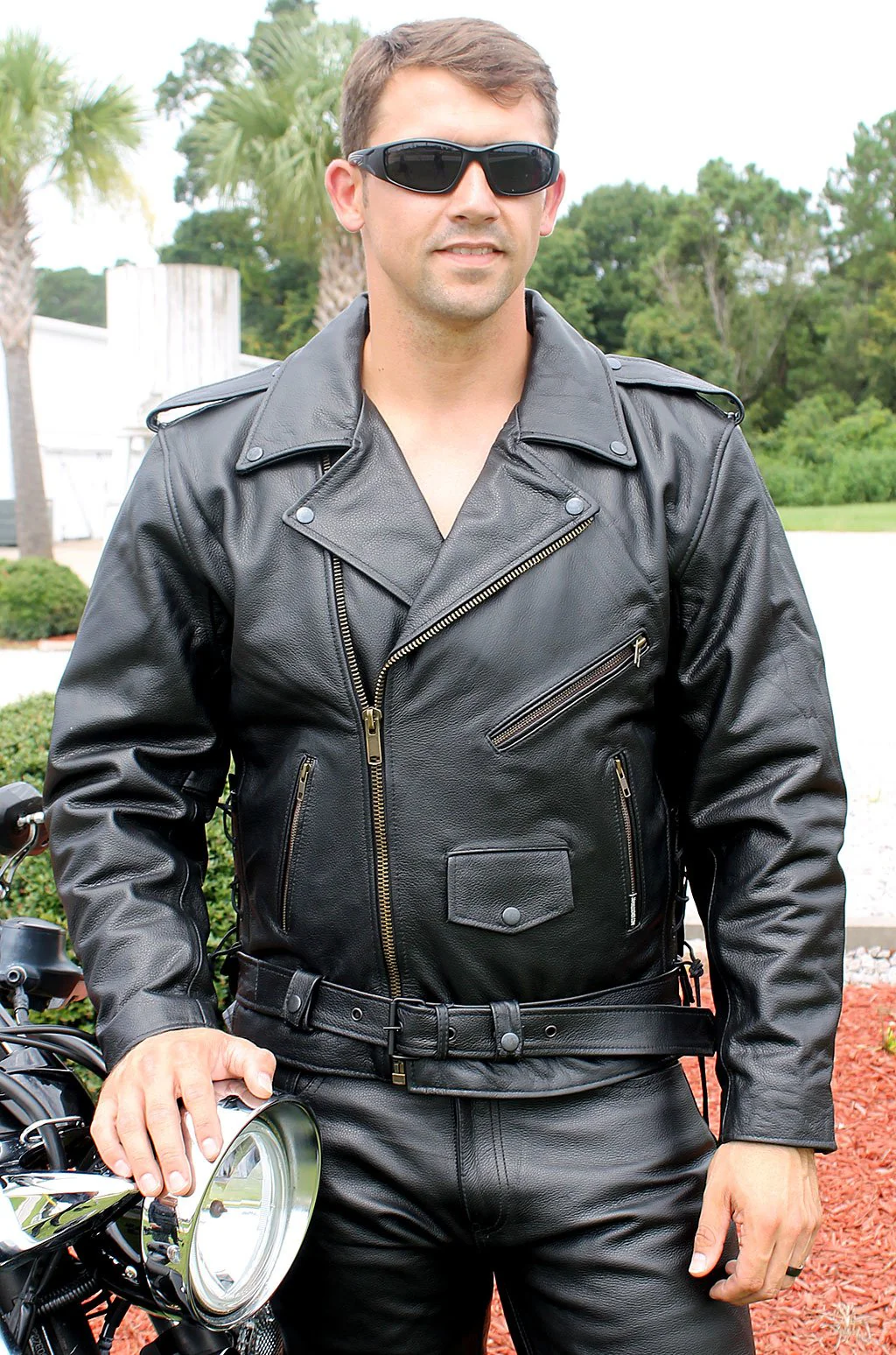 Black Highway Patrol Leather Jacket w/Long Back #M461Z - Image 3