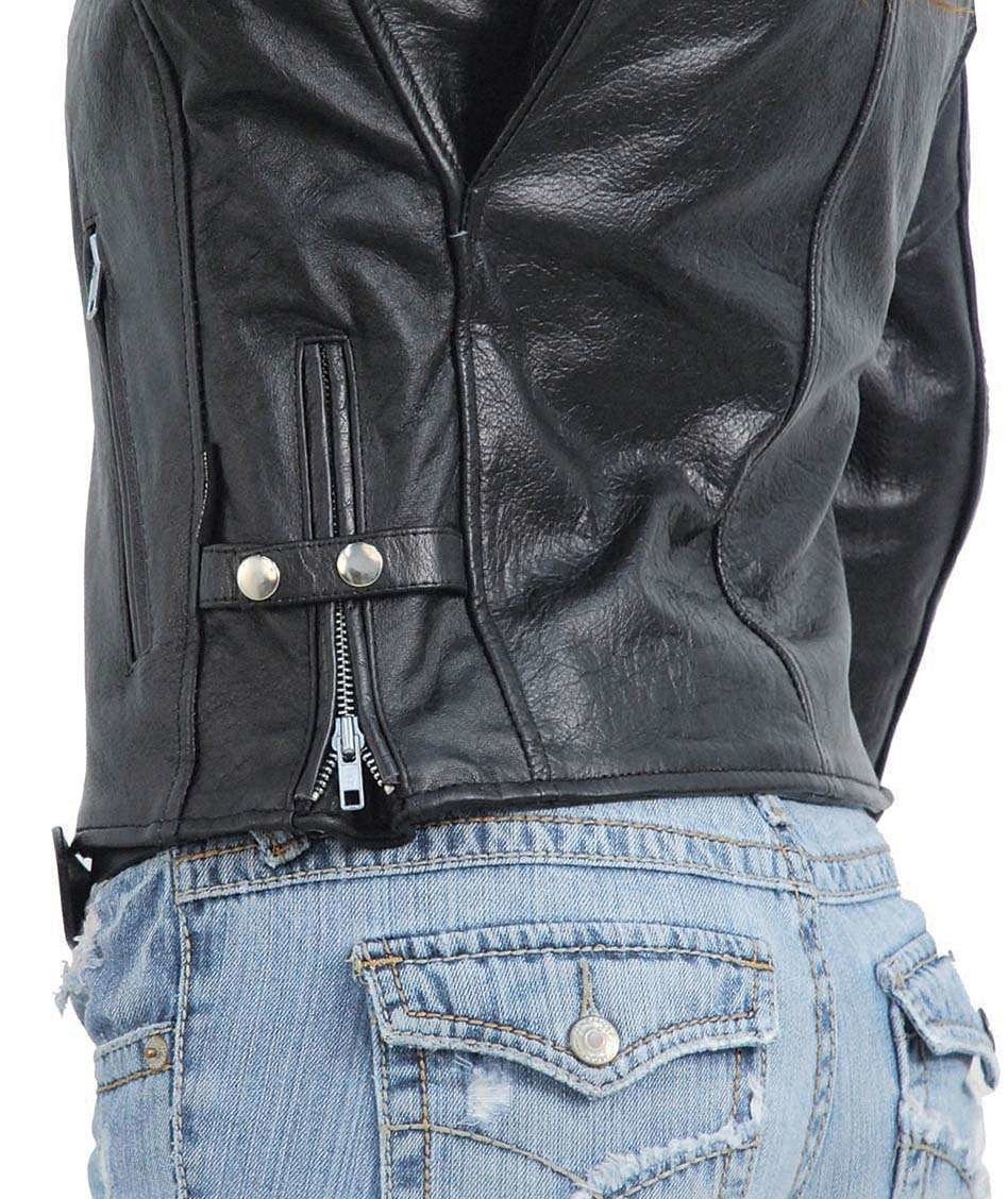 Classic Scooter Leather Jacket w/Wide Pink Leather Stripe #L55722ZP (XS-M) - Image 7