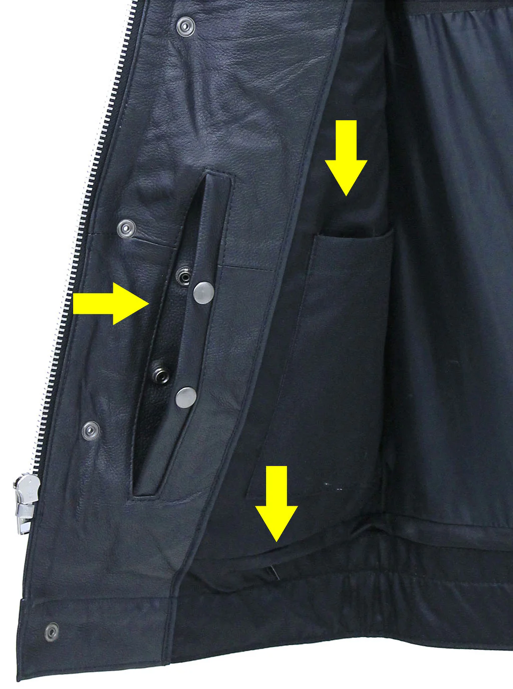 Collarless Premium Buffalo Leather Snap & Zip Concealed Pocket Vest #VM7410GK - Image 6