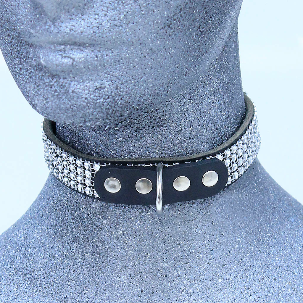 Crystal Leather Dog Collar #DC2402CRY - Image 3