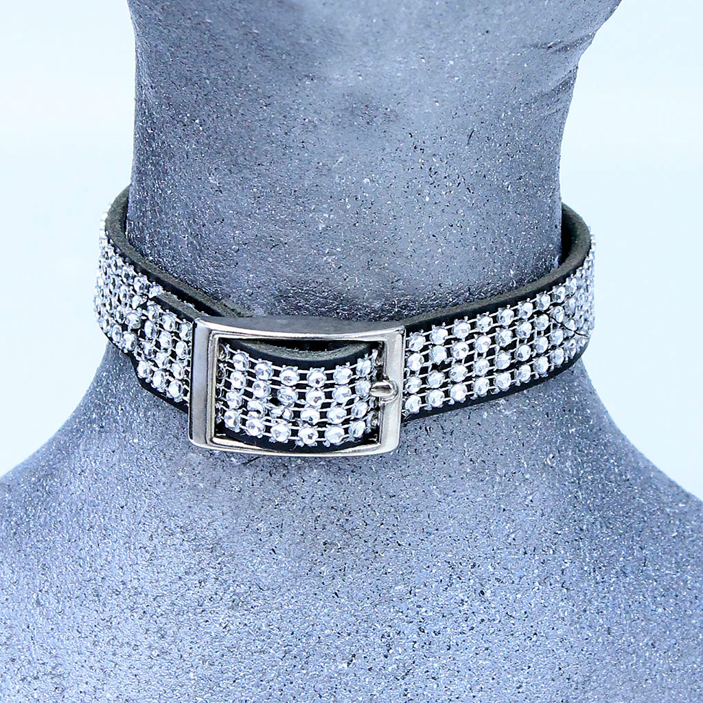 Crystal Leather Dog Collar #DC2402CRY - Image 4