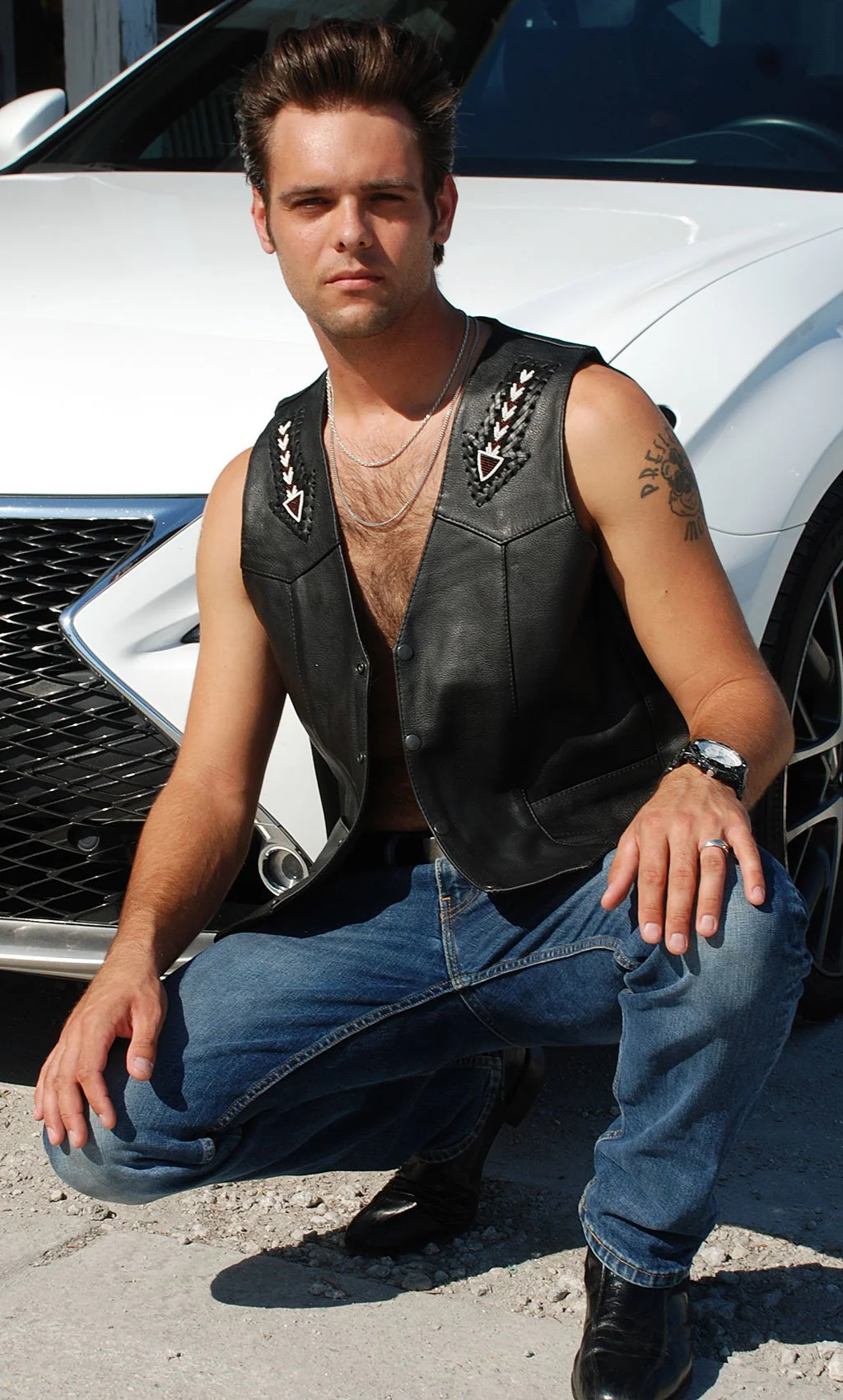 Leather Vests - V-Neck
