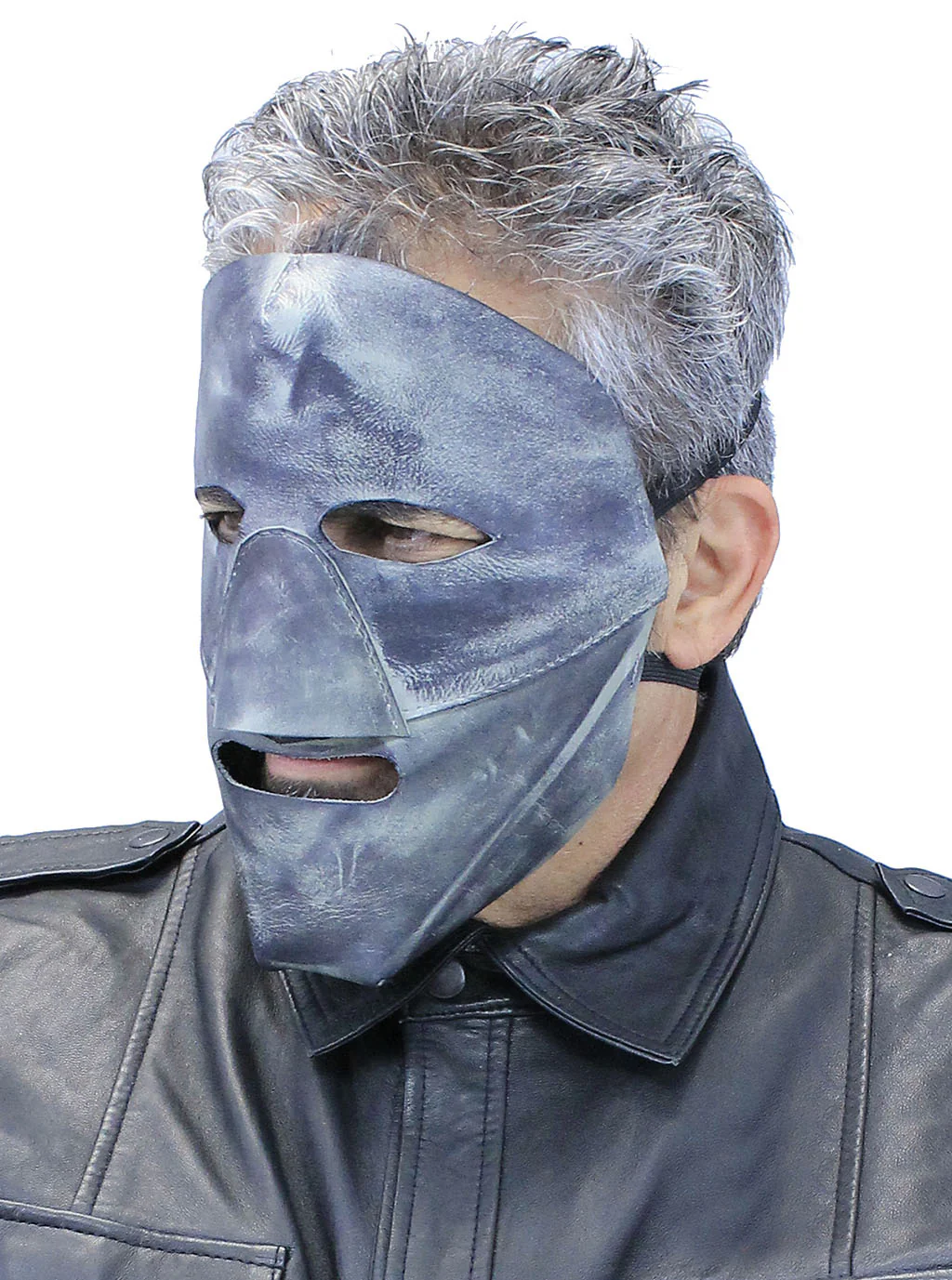 Hand Rubbed Distressed Gray Leather Mask #A2713GY - Image 3