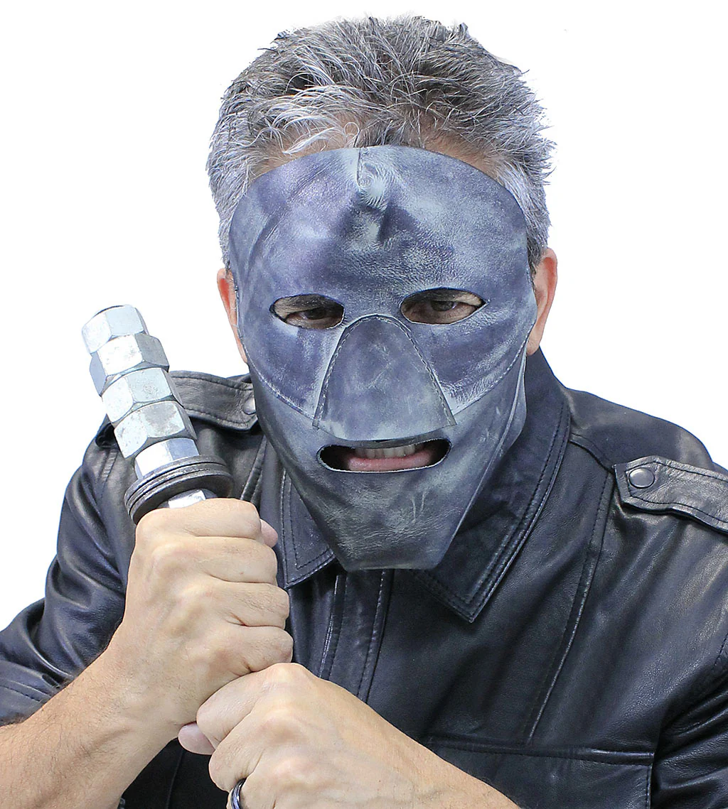 Hand Rubbed Distressed Gray Leather Mask #A2713GY - Image 5