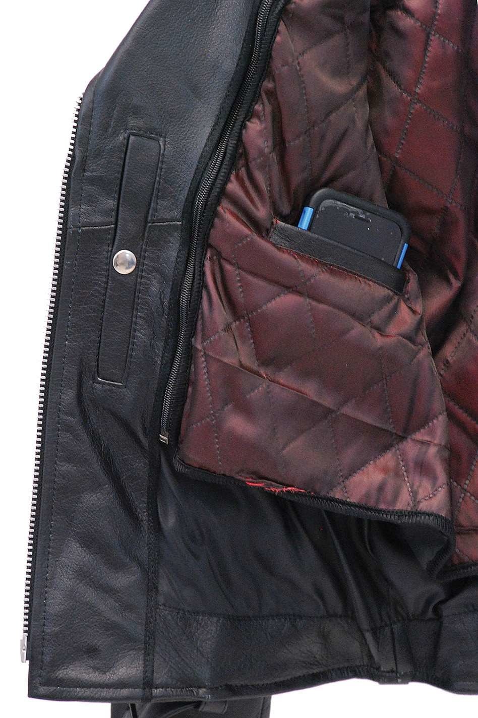 Ladies Stud & Fringe Leather Jacket #L9028ZSFK - Image 4