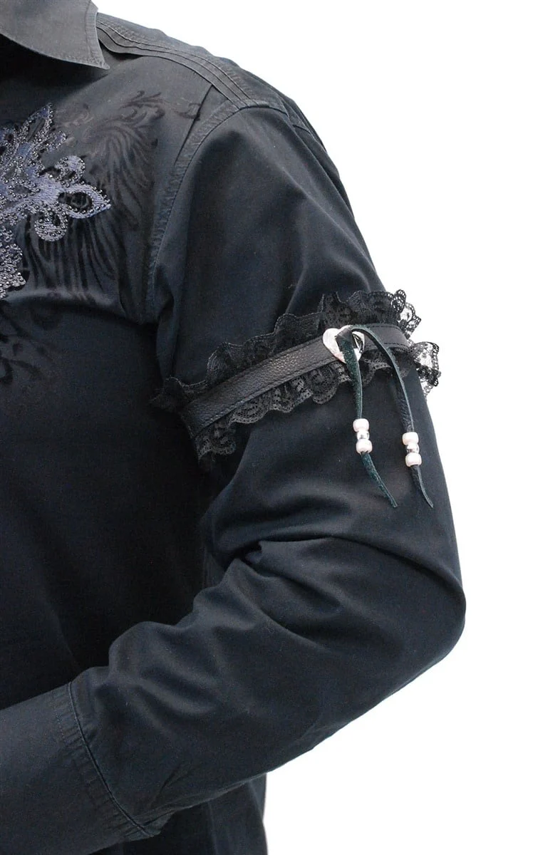 Leather & Lace Garter w/Heart Concho #A11058GBHK () - Image 4