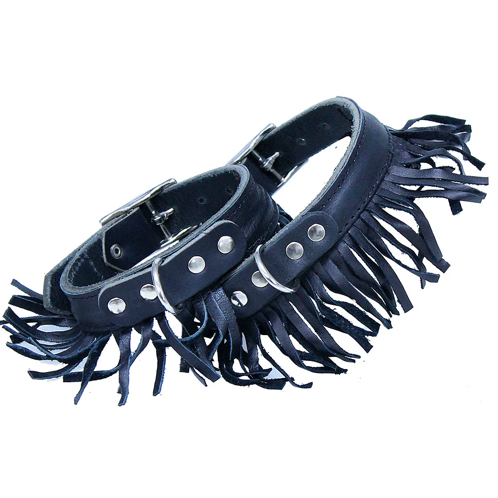 Leather Dog Collar with Fringe #DC24030FK - Image 3