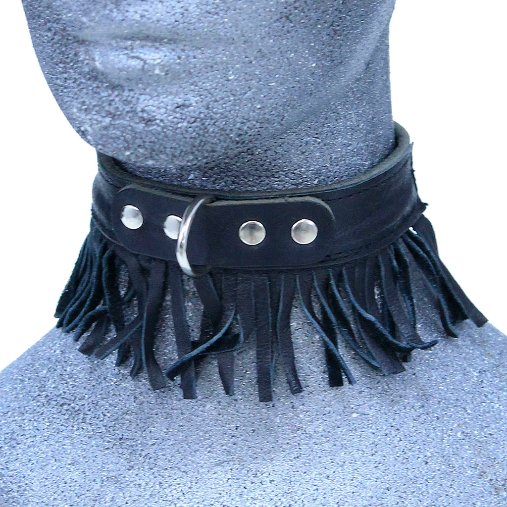 Leather Dog Collar with Fringe #DC24030FK - Image 4