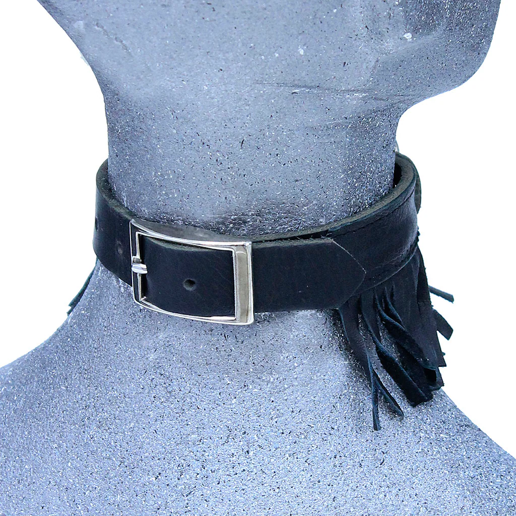 Leather Dog Collar with Fringe #DC24030FK - Image 5