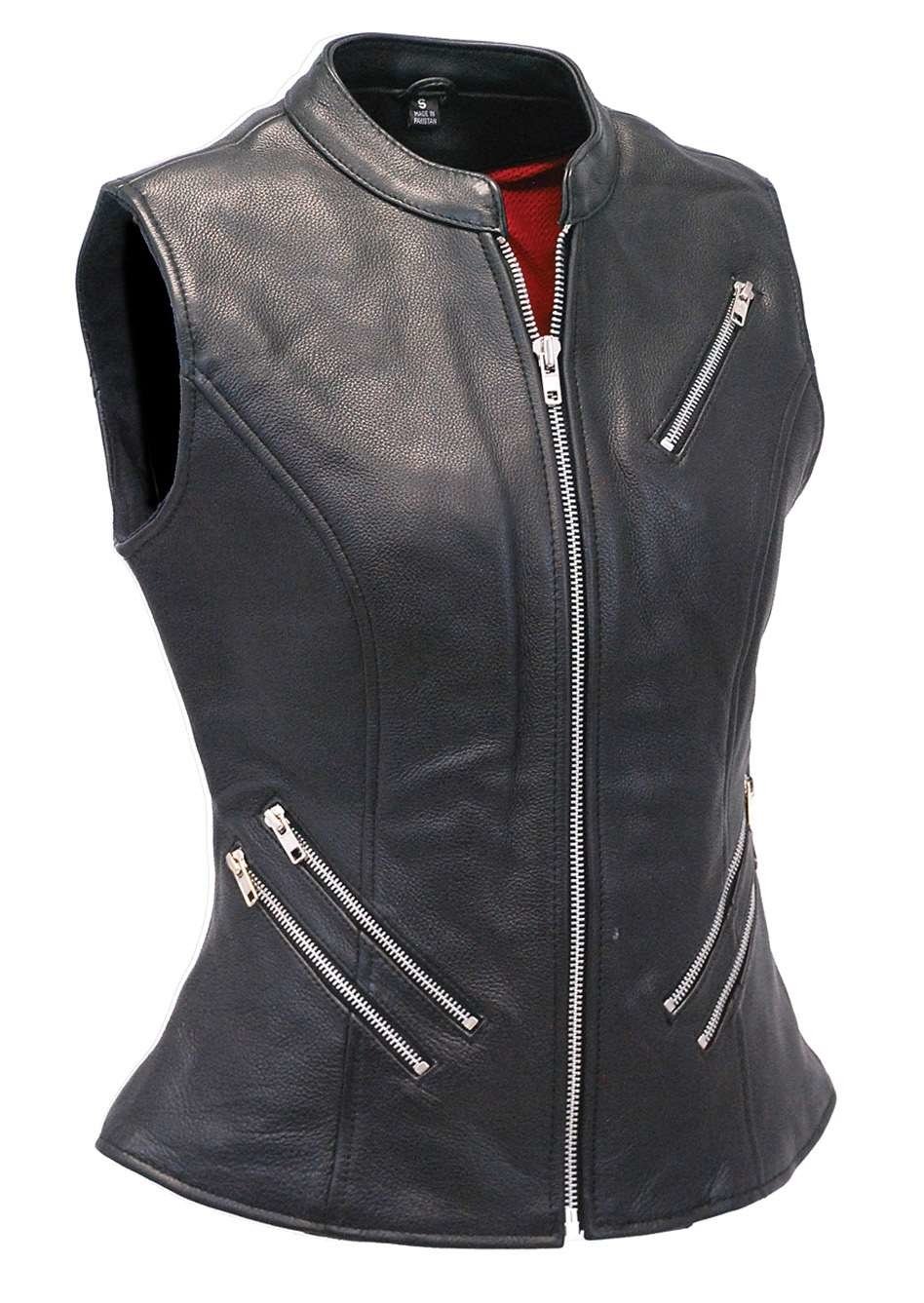 Long 6 Zipper Ultra Premium Leather Concealed Pocket Vest #VL512ZZK - Image 5