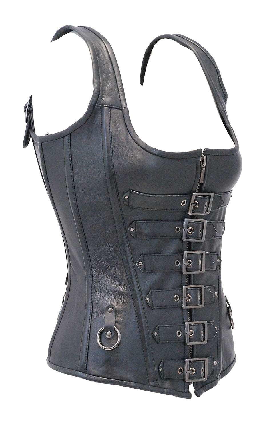 Long Body 6 Buckle Leather Corset w/Boning #LH1318BUCK () - Image 3