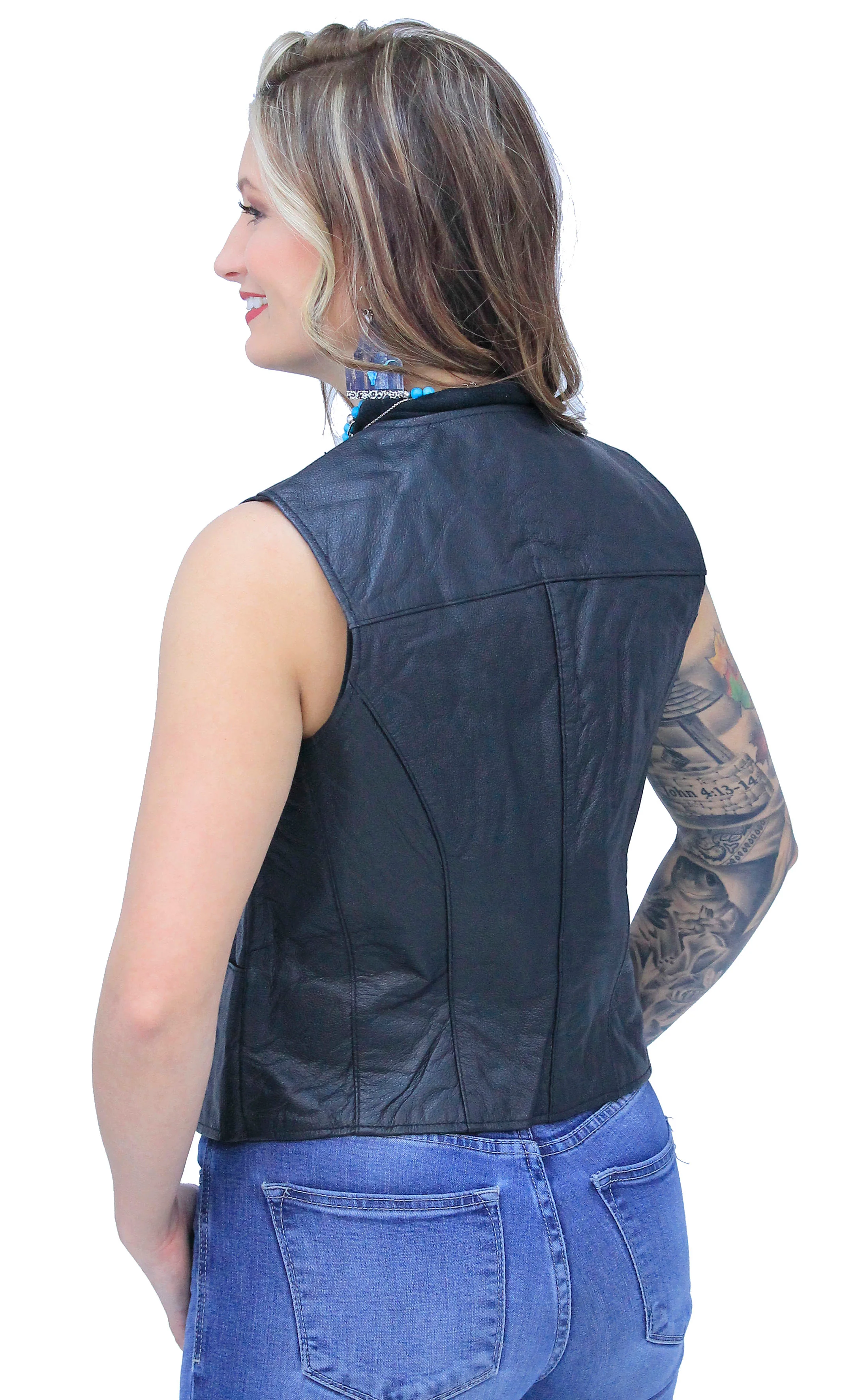 Premium Buffalo Leather Vest for Women #VL410K - Image 4