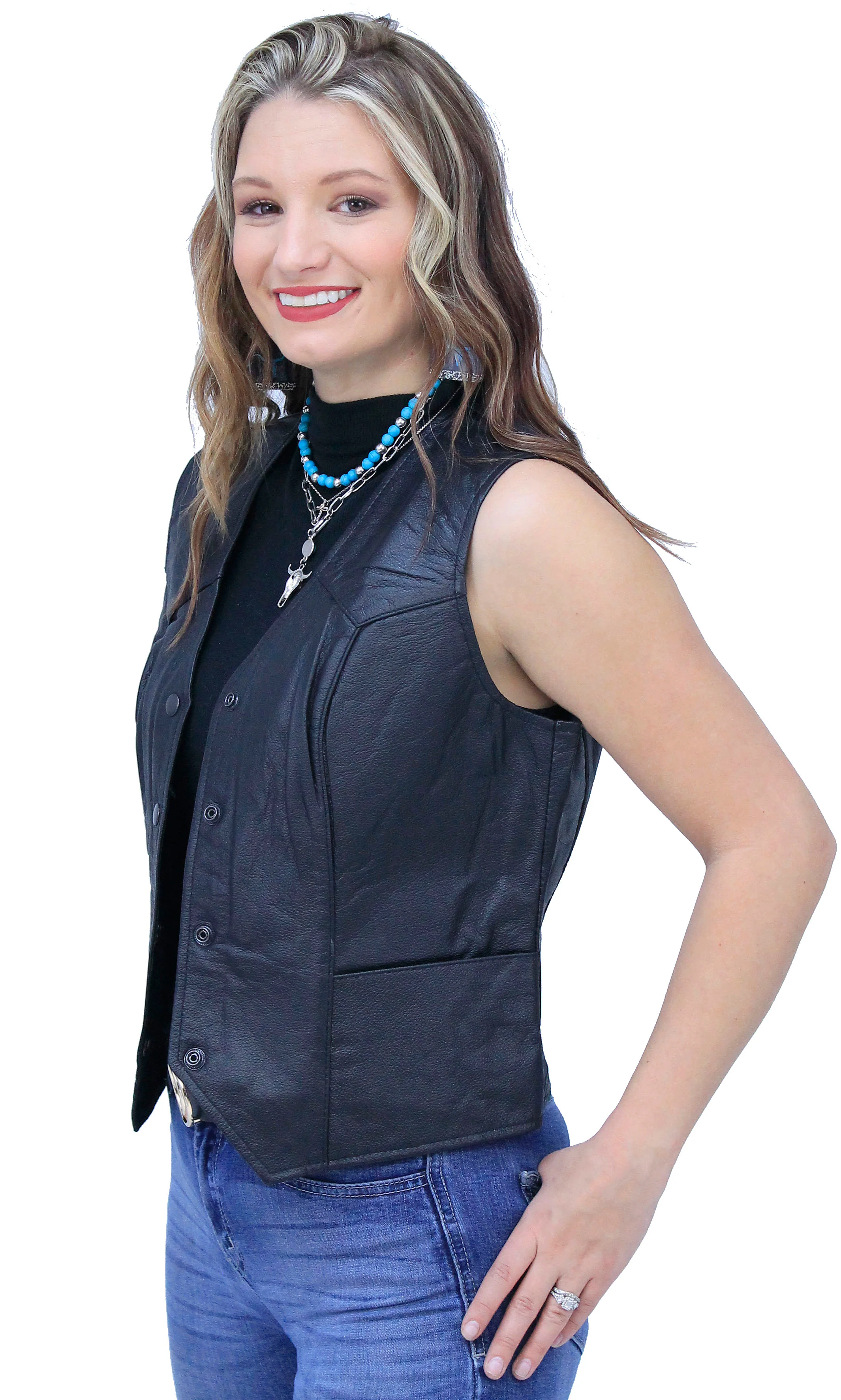 Premium Buffalo Leather Vest for Women #VL410K - Image 5