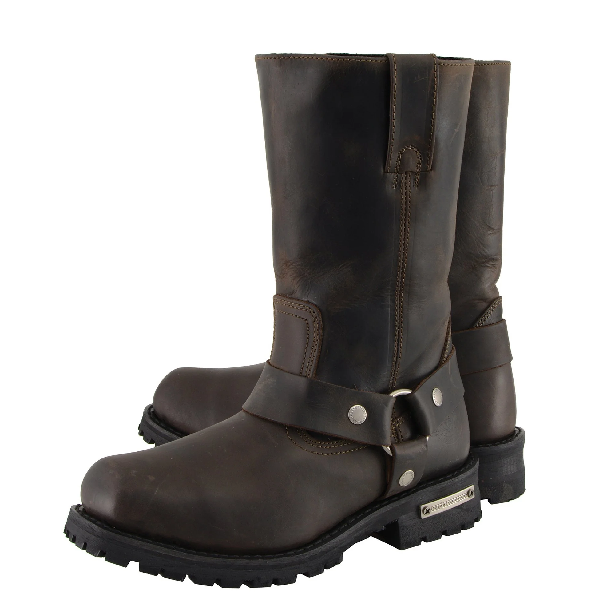 Men's Brown Vintage Milwaukee Harness Riding Boots w/Zipper #BMA9005ZHN - Image 3