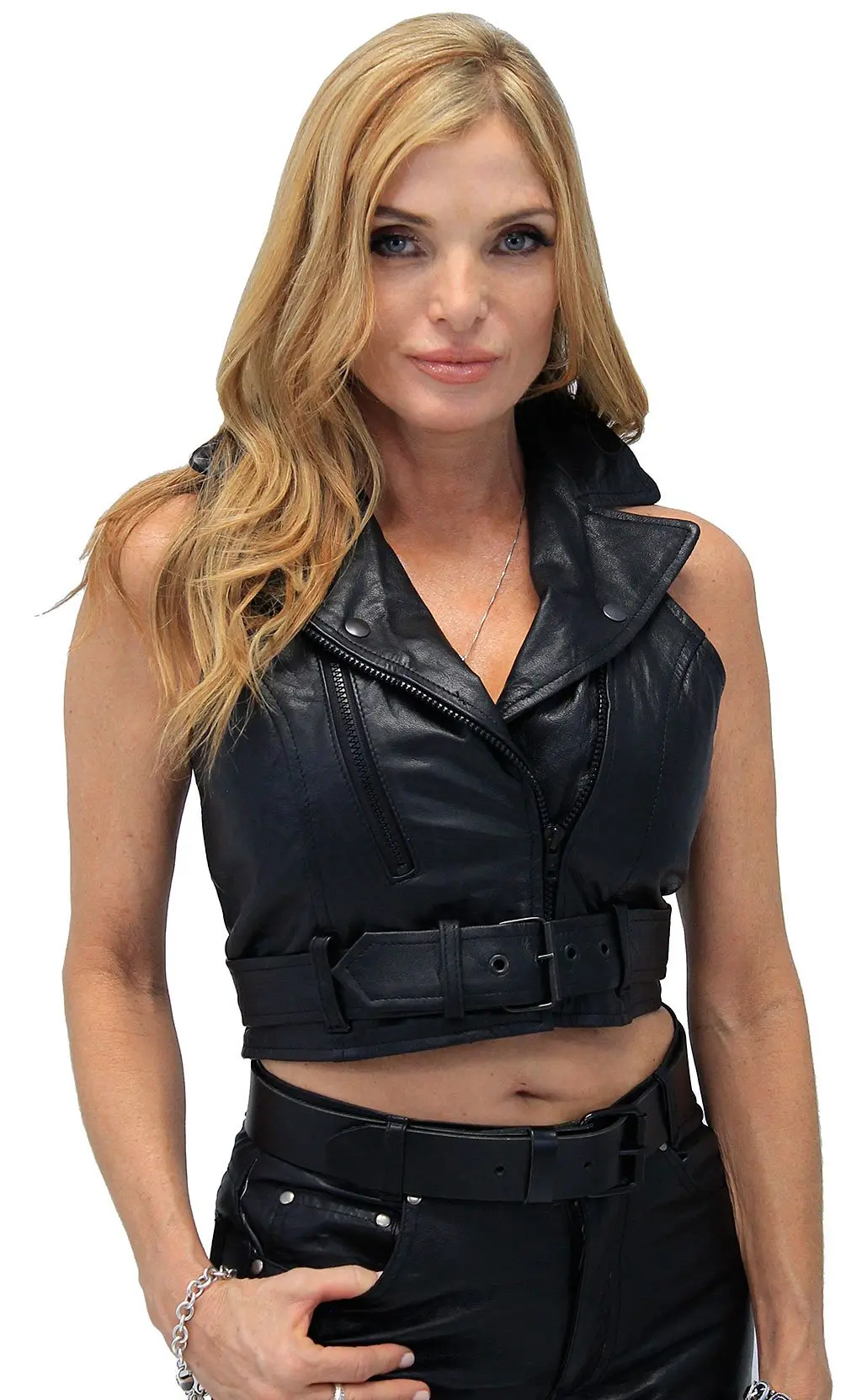 Motorcycle Leather Crop Halter #VL3009MC (XS-2X) - Image 5