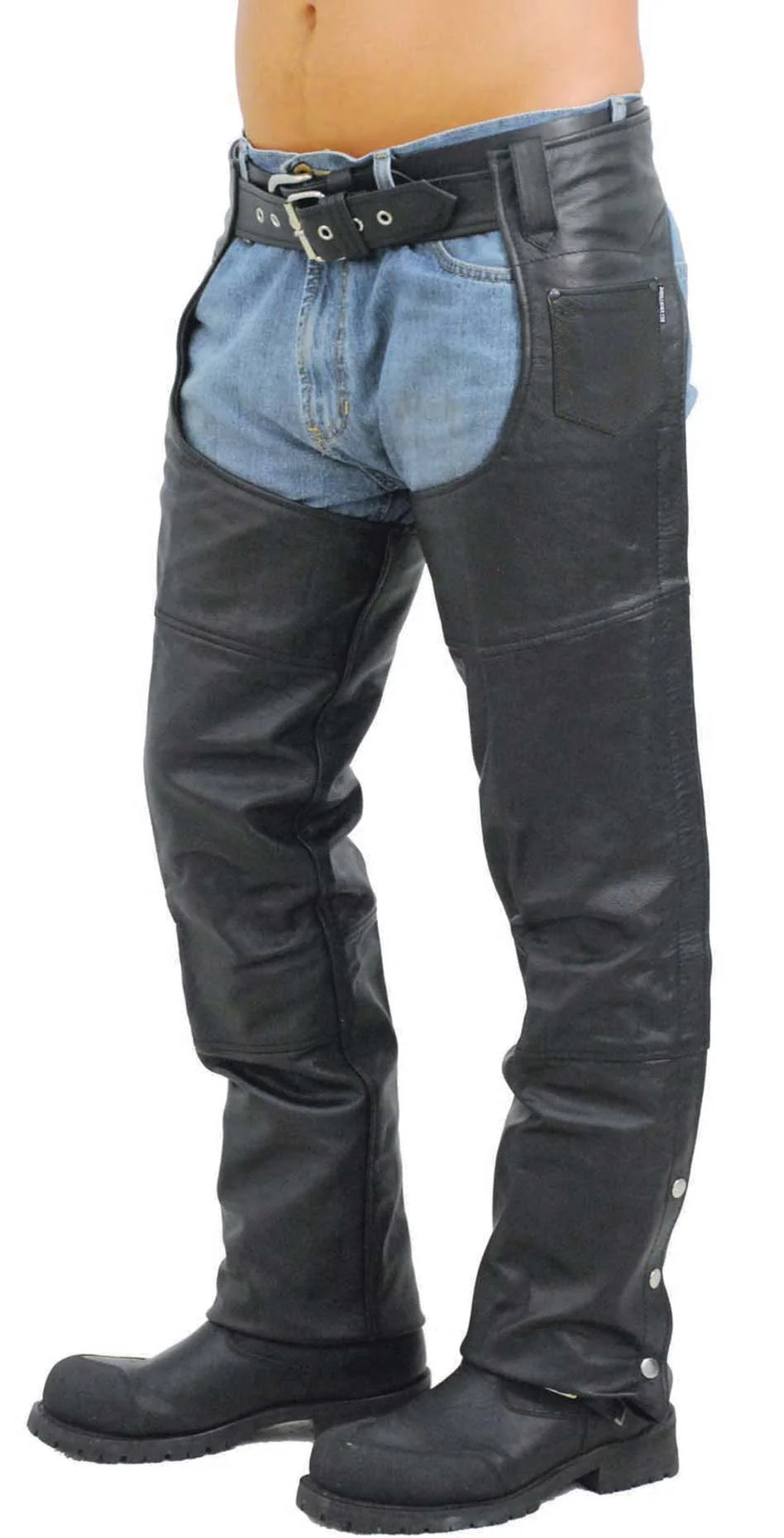 Classic Black Buffalo Leather Chaps #C8000 (XXS-9X) - Image 4