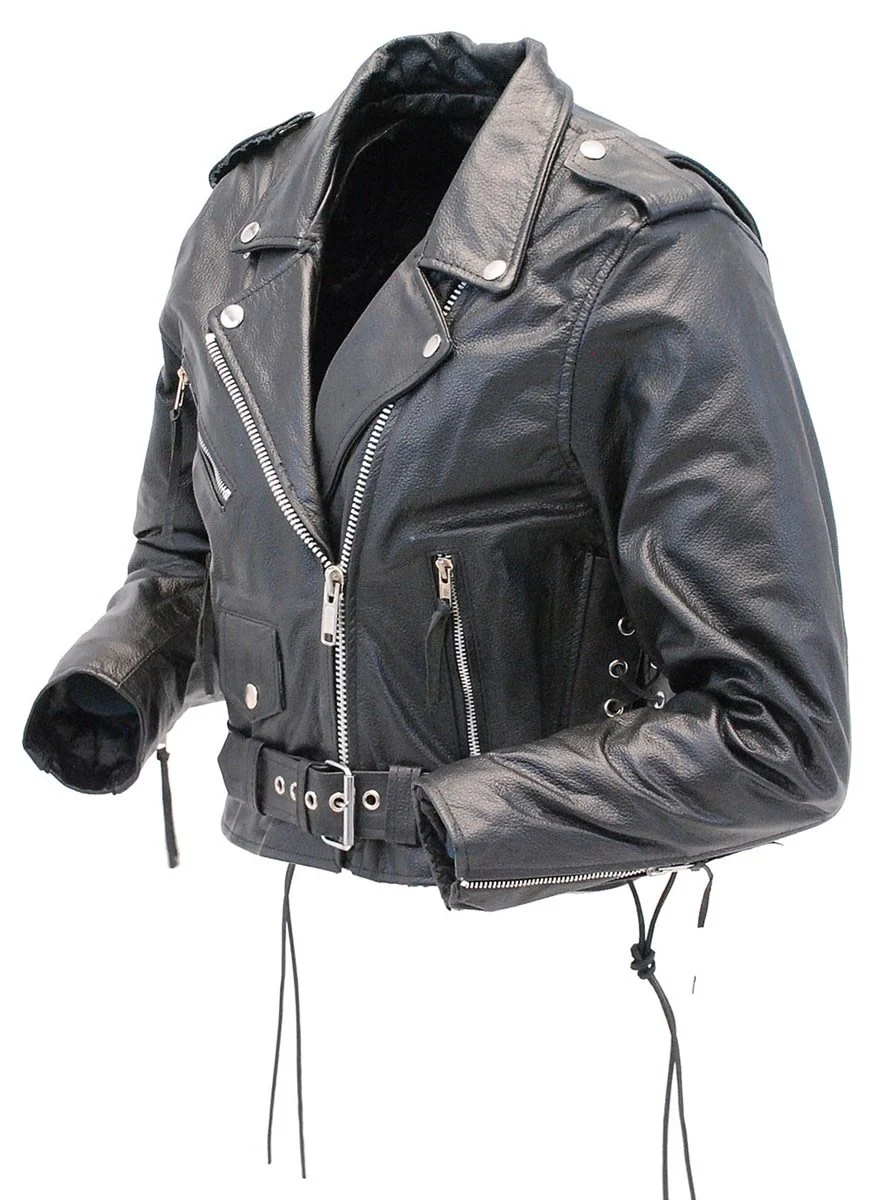 Leather Motorcycle Jacket w/Zip Out & Side Lace #L201LK (6-24) - Image 3