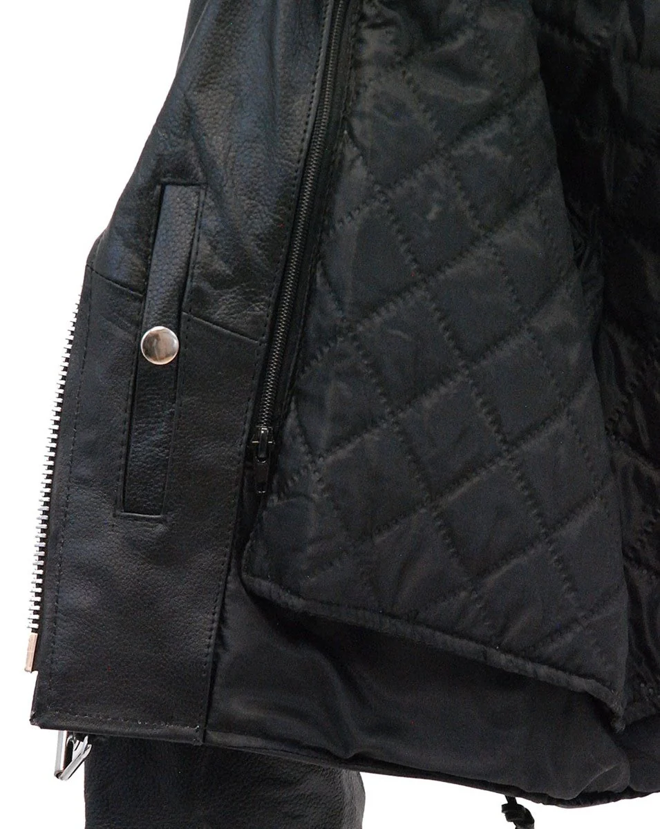 Leather Motorcycle Jacket w/Zip Out & Side Lace #L201LK (6-24) - Image 4
