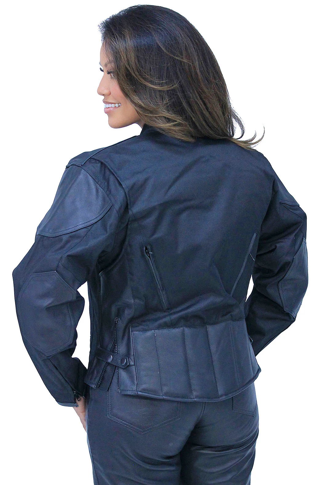 Textile and Genuine Leather Vented Jacket for Women #L2266VZ (XS-4X) - Image 4