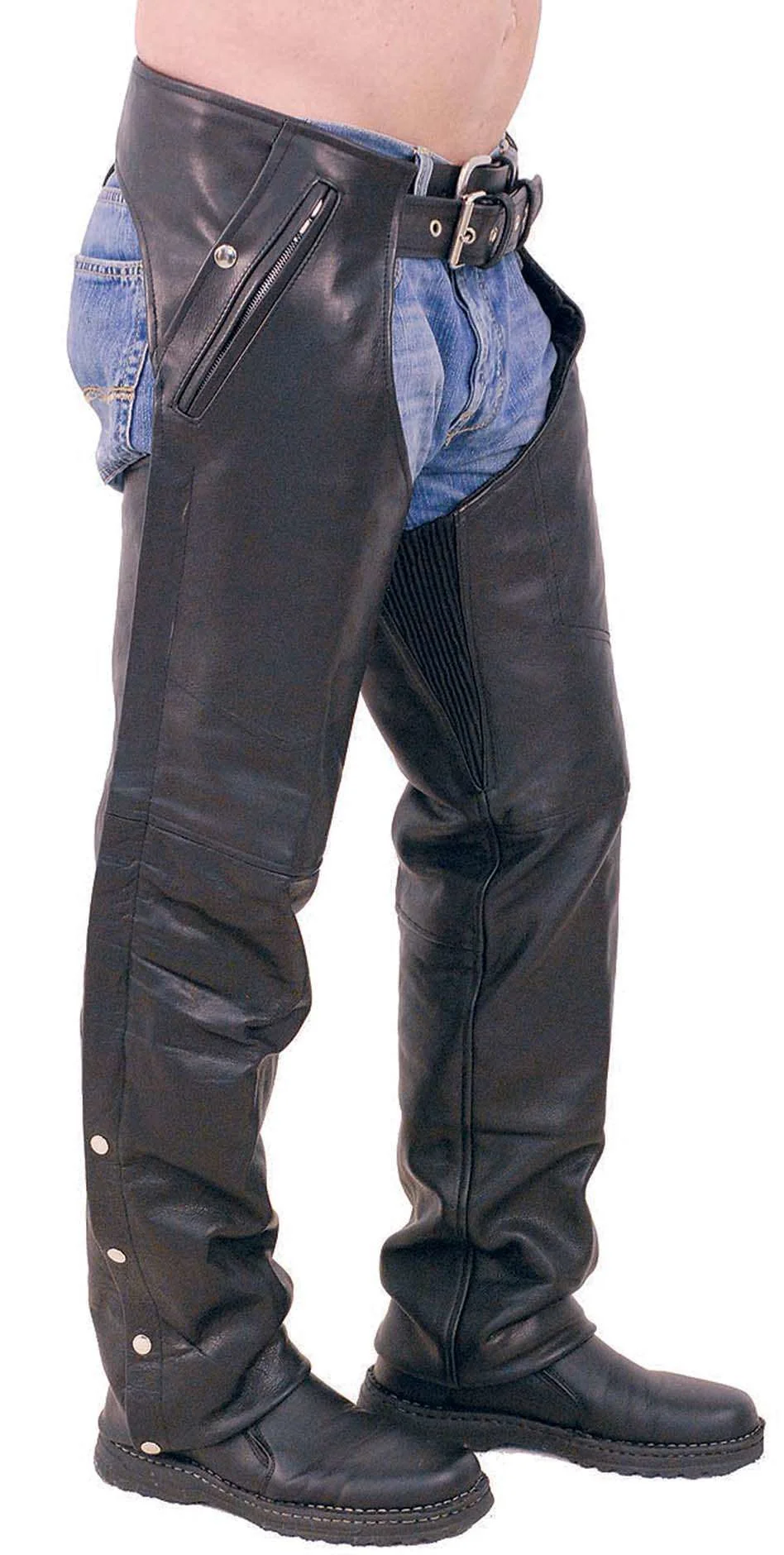 Unisex Premium Leather Chaps w/Snap Out Lining #C5077SPK - Image 3
