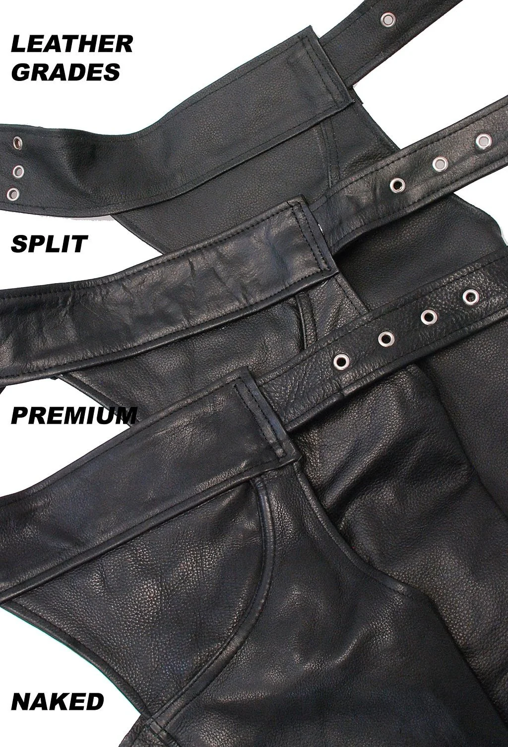 Unisex Premium Leather Chaps w/Snap Out Lining #C5077SPK - Image 4