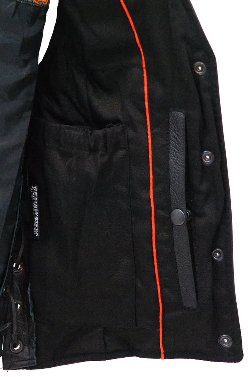 Women's Concealed Pockets Side Lace Ultra Premium Leather Vest #VL2050LK () - Image 3