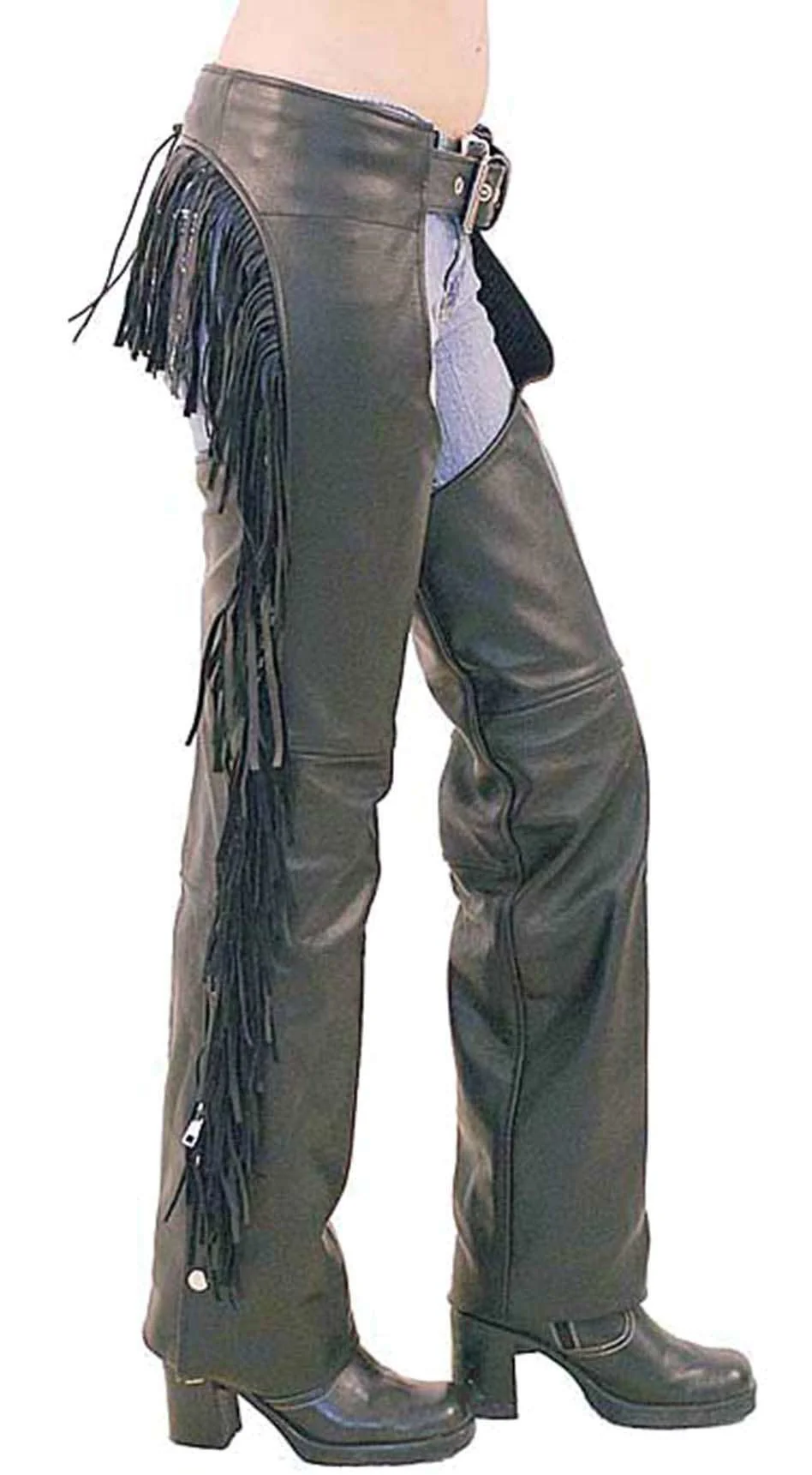 Women's Leather Chaps w/Rear Fringe #C766F - Image 3