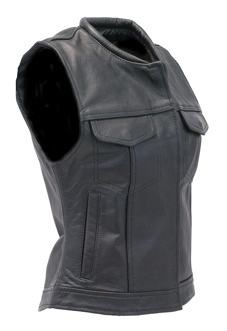 Women's Long Leather Club Vest w/1 Piece Back #VL10140GK (XS-XL) - Image 5