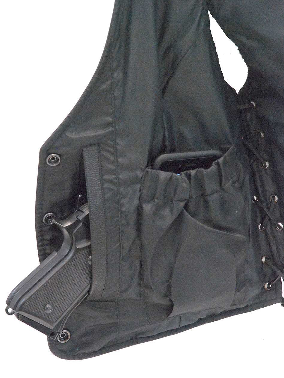 Women's Premium Low V-Neck Side Lace Leather Vest #VL16010GK (XL-2X) - Image 4