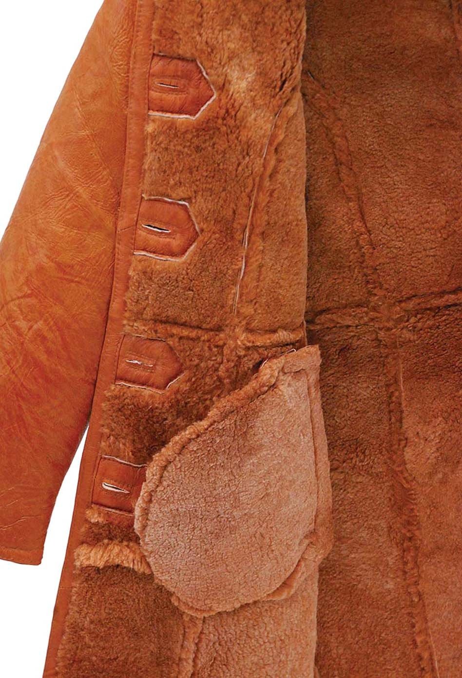 Women's Tan Genuine Sheepskin Fur Lined Trench Coat Jacket #L1319HN (S only) - Image 3