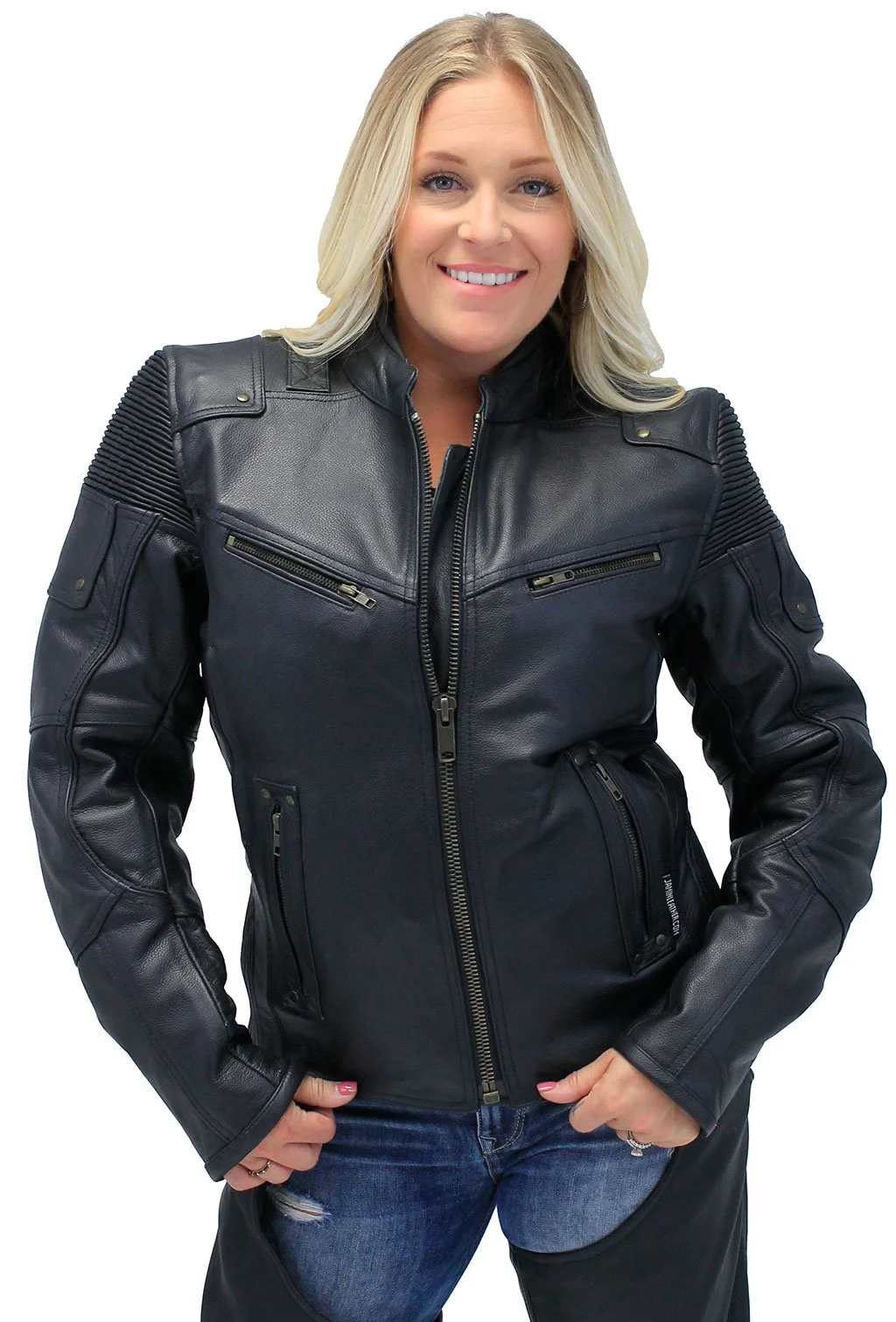 Women's Ultimate Black Racer Vented Motorcycle Jacket #L68330VZRK (XS-L) - Image 5
